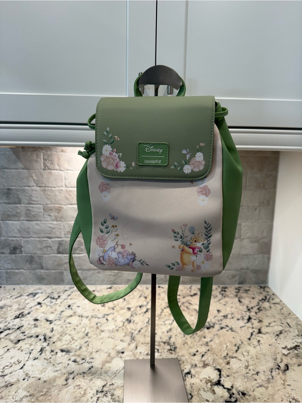 Loungefly NWOT Green & Cream Winnie the Pooh Floral Small Backpack